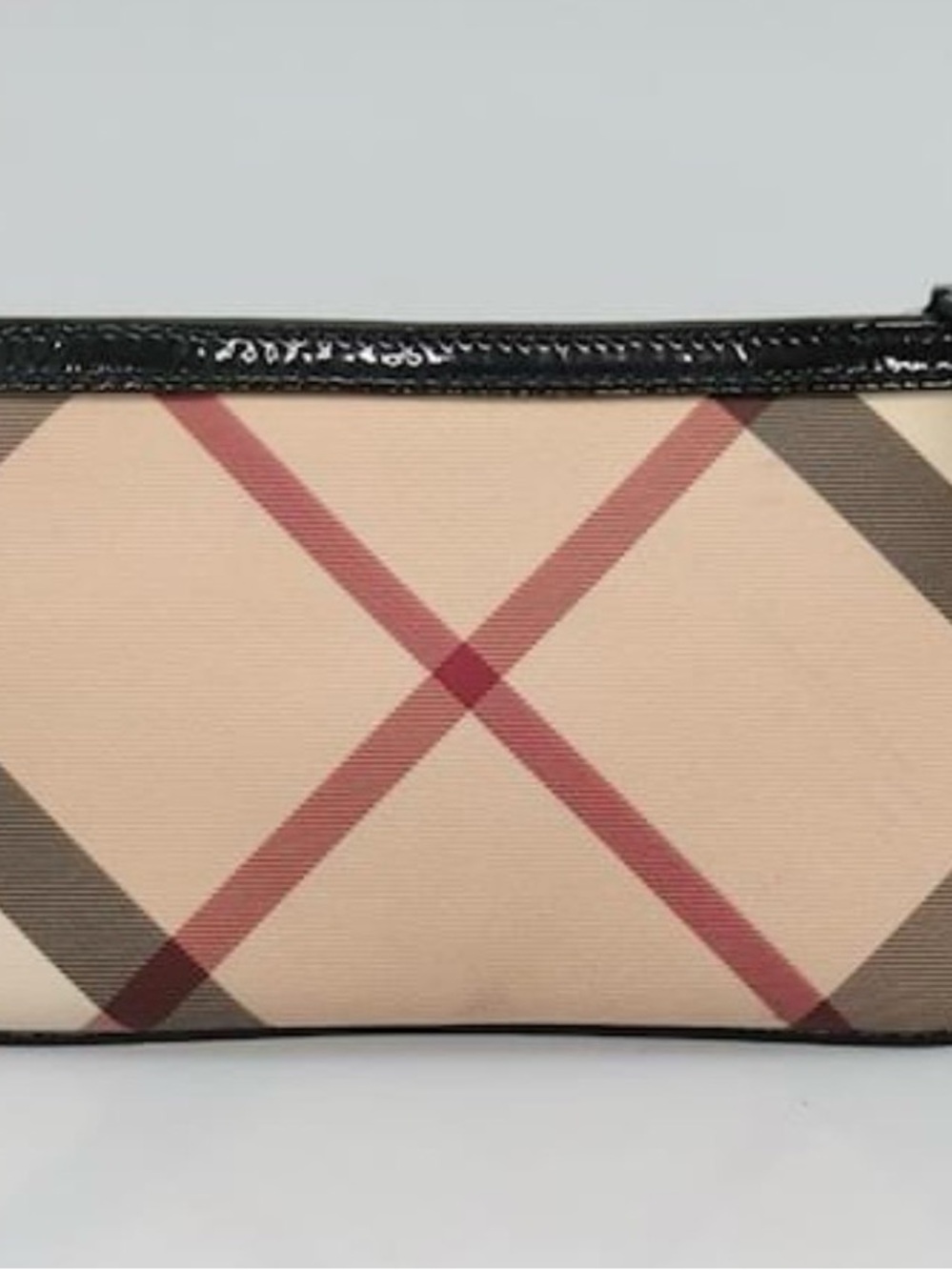 Burberry Beige Plaid Clutch with Black Trim